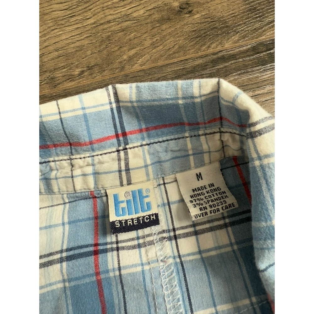 Womens TILT stretch western pearl snap long sleeve button up plaid size M - Picture 3 of 10